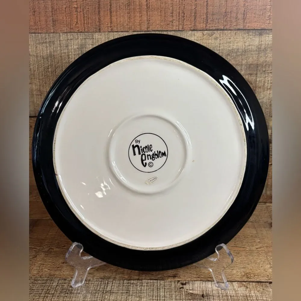 Nicole Engblom ENJOY THE MOMENT 10.5” Round Platter Ceramic Art Pottery Chicken